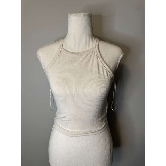Ambiance Tops - Ambiance White Sleeveless Halter Tank Top